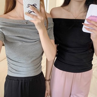 Áo phông trễ vai tôn dáng gợi cảm Nữ Tay Ngắn tôn dáng tôn dáng cao cấp mẫu mới mùa hè