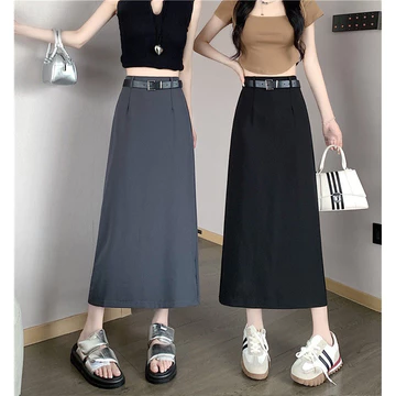 Chân váy nữ dáng dài công sở lưng chun, Chân váy Ulzang dáng dài xẻ sau phong các hàn chất dày đẹp