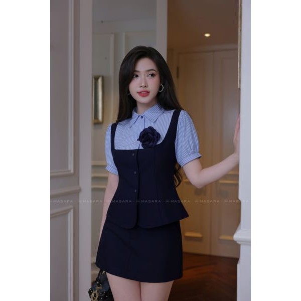 Quần váy nữ Masara form ôm ngắn chất cotton lạnh mềm mát màu xanh đen basic