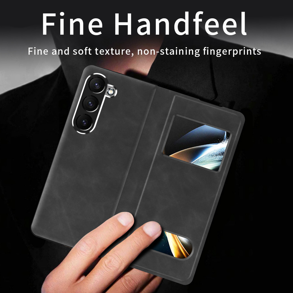 Ốp lưng da sang trọng cho Samsung Galaxy Z Fold 6/5/4/3, vỏ chống sốc Armor