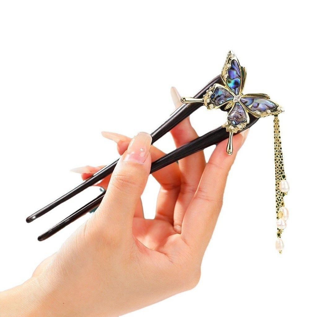 Kẹp tóc hình chữ U hình con bướm vỏ sò phong cách cổ mới Trung Quốc hiện đại sườn xám Hán phục phụ kiện tóc