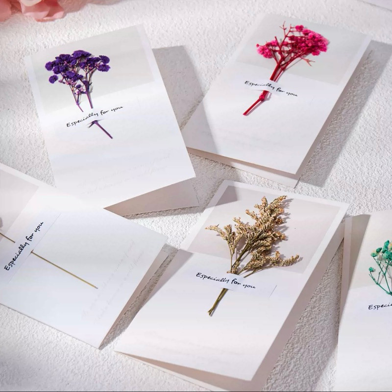 Combo 25 Thiệp Hoa Khô Viết Tay – Thiệp Quà Tặng Handmade Cao Cấp Dùng Cho Sinh Nhật, Valentine, 8/3, 20/10