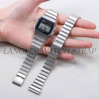 Dây đeo đồng hồ cổ điển Dây đeo đồng hồ bằng thép không gỉ 18mm 20mm cho Casio F-91W SGW400 F84 F105 108 A158W 168 AE1200 AE 1300 Dây đeo đồng hồ dành cho nữ Dây đeo cổ tay họa tiết tre