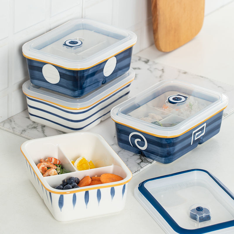 Hộp gốm Bento phong cách Nhật Bản Hộp cơm trưa cách nhiệt Hộp kín tươi Hộp chia Bento Hộp chia cách nhiệt Hộp cơm trưa chia Hộp bảo quản bằng gốm Hộp bảo quản thực phẩm