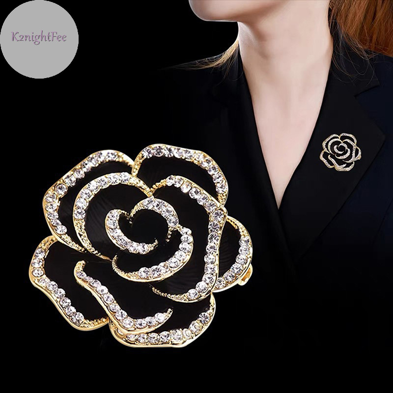 K2nightfee 1 Kim Cương Giả Hoa Camellia Trâm Cài Cho Nữ Men Pin Trang Sức Thời Trang VN