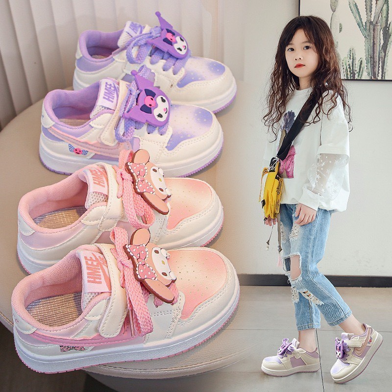 giày thể thao bé gái mẫu mới kurrumi tím hồng xinh xắn cho bé từ 3 tuổi có size đại QCCC full box chống trượt TT851