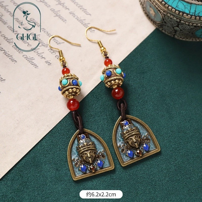 [Ghgl] Hàng có sẵn hs Thiết kế ban đầu Bông tai Nepal Retro Phong cách Tây Tạng Phong cách dân tộc bện Tua dài Phong cách kỳ lạ Bông tai Niche Nữ