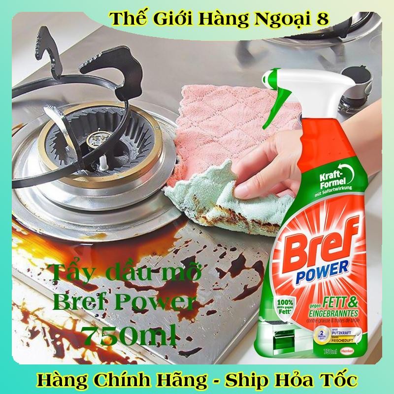 Chai xịt tẩy dầu mỡ nhà bếp Bref Power dùng được cho máy hút mùi, lò nướng của Đức