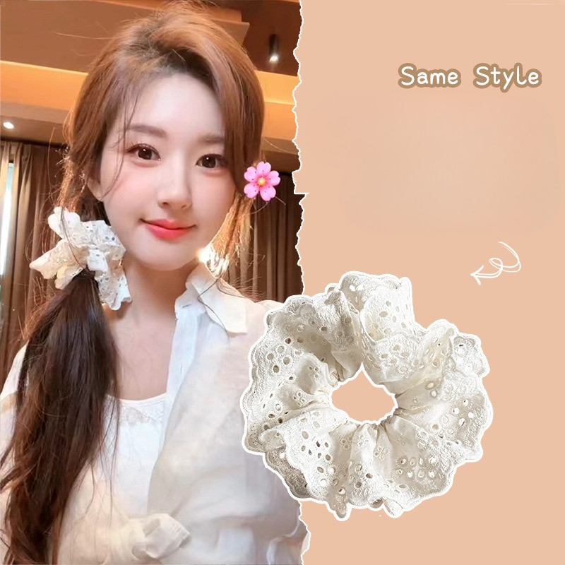 [Yunyuan] Dây buộc tóc hai lớp ren rỗng Phụ kiện tóc phong cách Hàn Quốc Dây buộc tóc siêu cổ tích cho bé gái