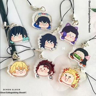Dây treo Điện Thoại Di Động KIMETSU NO YAIBA CHIBI FACE Tanjiro Nezuko Zenitsu Muichiro Giyuu Inosuke móc khóa anime