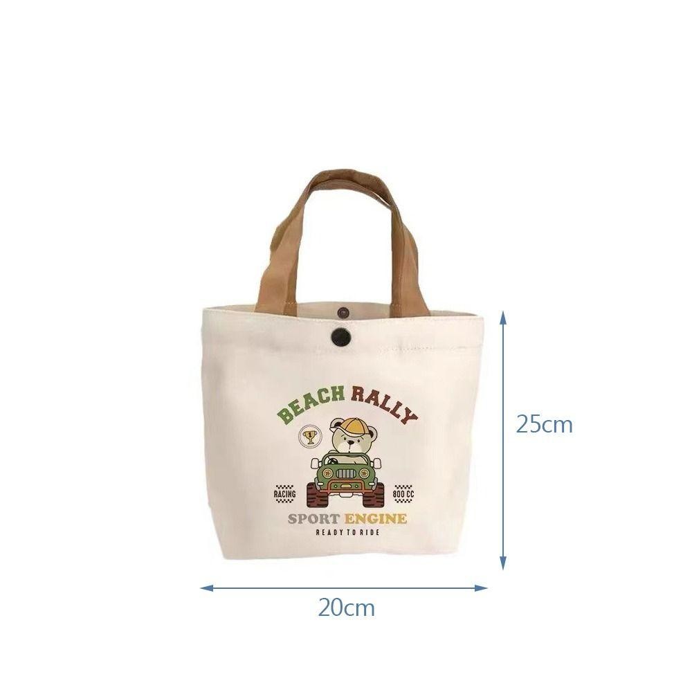 Túi xách Mini ORDOBOX, Túi Tote vải đào bằng vải canvas, Túi lưu trữ hoạt hình dung tích lớn dễ thương Du lịch