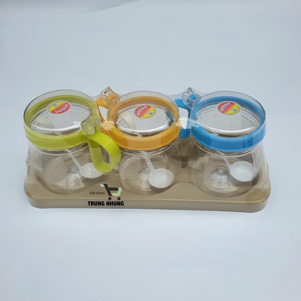 Lọ đựng gia vị cao cấp Hokori Việt Nhật có quai cầm và nắp đậy tặng kèm khay , Bộ hũ lọ đựng gia vị HOKORI