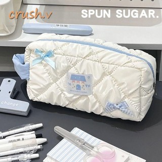 [Crush] Túi đựng bút, Túi đựng đồ dung lượng lớn nơ xanh, Văn phòng phẩm di động chất lượng cao Văn phòng học
