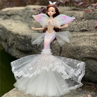 Búp bê nàng tiên cá NOOKSTORY, Đồ chơi trang điểm đa khớp thủ công DIY, 2024 45cm Trang phục cánh cổ tích Phụ kiện nhà búp bê Quà tặng
