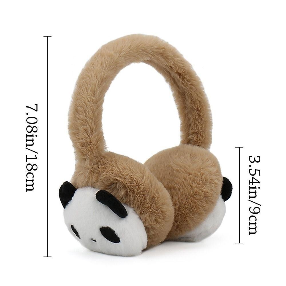 Bông tai HOBBYIN, Bịt tai hình gấu trúc dễ thương lông tơ, ấm áp mùa đông có thể điều chỉnh ấm áp cho nam nữ