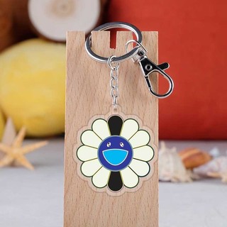 Móc khóa trong suốt hai mặt acrylic hoa hướng dương bảy màu Murakami Mặt dây chuyền dễ thương
