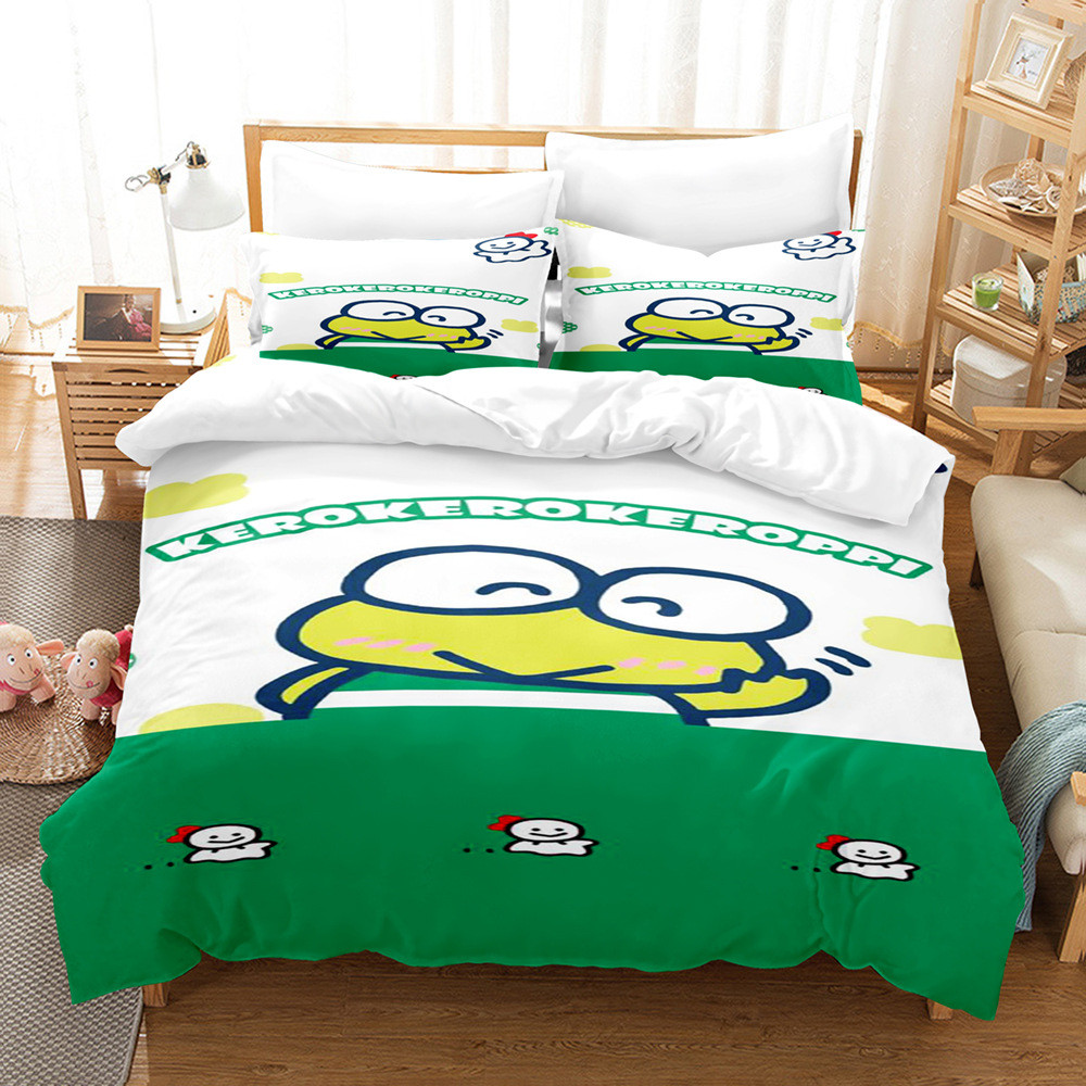 ST2 Kero Kero Keroppi 3IN1 Phù Hợp Với Khăn Trải Giường Chăn Gối Chất Lượng Cao Cấp Bộ Chăn Ga Gối Phòng Ngủ Gia Đình Có Thể Giặt TS2
