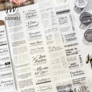Jianwu 60mm * 200cm Lãng Mạn Dòng Chữ Vintage Tiếng Anh Văn Bản Chất Liệu Cắt Băng PET Sáng Tạo DIY Tạp Chí Văn Phòng Phẩm