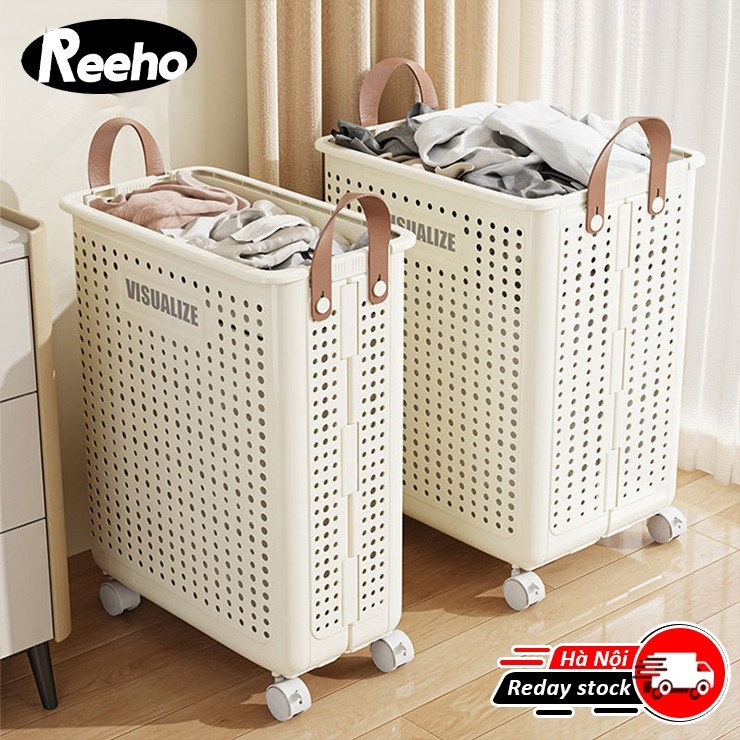 Giỏ Đựng Quần Áo REEHO -  Gấp Gọn Có Bánh Xe Di Chuyển Và Quai Xách ,Chất Liệu Nhựa ABS