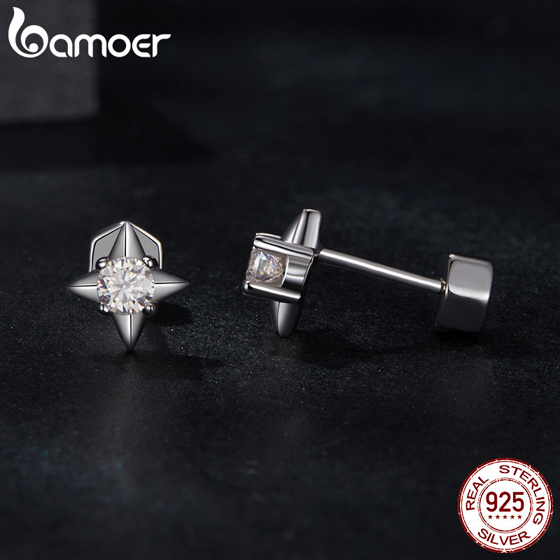 Bamoer Bạc 925 Moissanite Bông Tai Thiết Kế Ngôi Sao Món Quà Trang Sức Cho Nữ