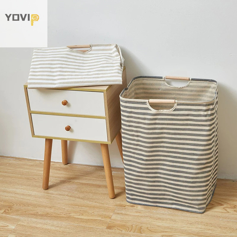 Yovip Giỏ Giặt Chống Thấm Nước Vải Lanh Cotton Bẩn Quần Áo Giỏ Giặt Sắp Xếp Có Thể Gập Lại Đồ lặt vặt Túi Bảo Quản Foldabling Hamper VN