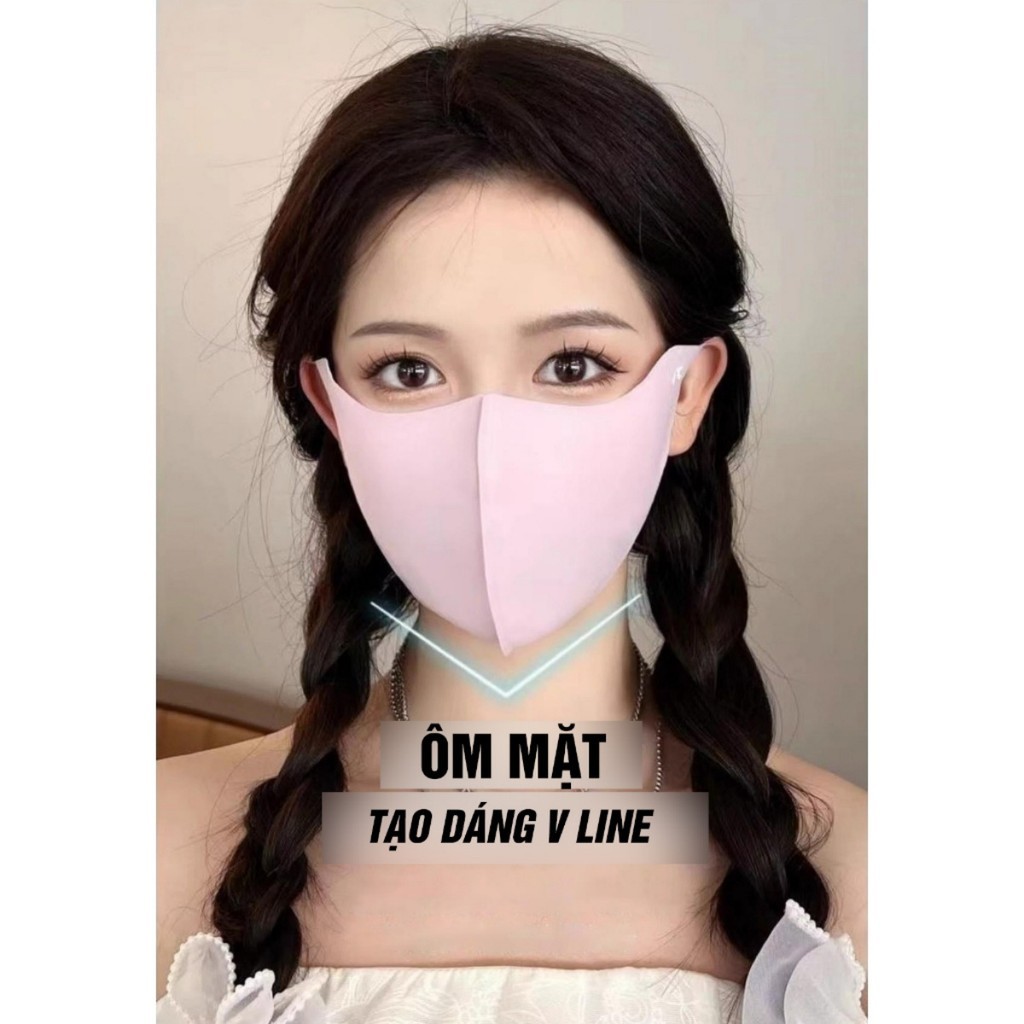Khẩu Trang Kiểu Hàn Vải Lạnh Siêu Mát Chống Nắng Chống UV Có Thể Giặt FE123