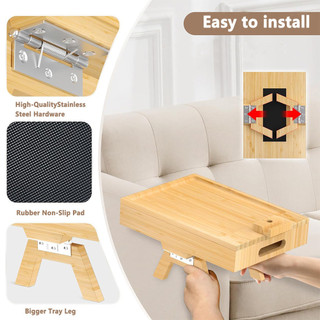 Trang Trí Nhà Cửa Sofa Tay Khay Hai Lớp Có Hộp Bảo Quản Có Thể Điều Chỉnh Chiều Rộng Sofa Tay Khay Bàn Với Đường Sắt Trượt