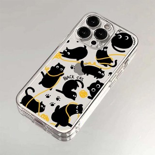 Ins Vỏ Trong Suốt Mèo Đen Dễ Thương Cho Samsung Galaxy S24 S23 S22 S21 Plus Ultra S23FE S20FE S21FE J7 Prime A12 A03 A32 Ốp Điện Thoại Mềm Hoạt Hình Mắt Thiên Thần