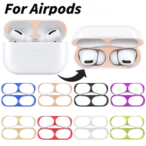 2 Chiếc 9D Kim Loại Tai Nghe Hộp Sạc Chống Bụi Miếng Dán Cho AirPods 4 3 1 Pro 2 Chống Vân Tay Chống Trầy Xước Tai Nghe Ốp Lưng Bảo Vệ
