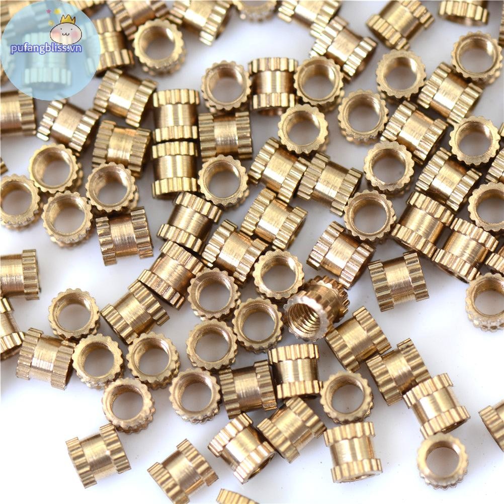 Pufangbliss 200 chiếc M3 * 4 đai ốc đồng chèn các bộ phận nhúng đai ốc đồng
200 chiếc M3x4mm Đồng thau số liệu ren Knurl Chèn đai ốc 
Knurl Chèn đai ốc có ren bằng đồng thau tròn