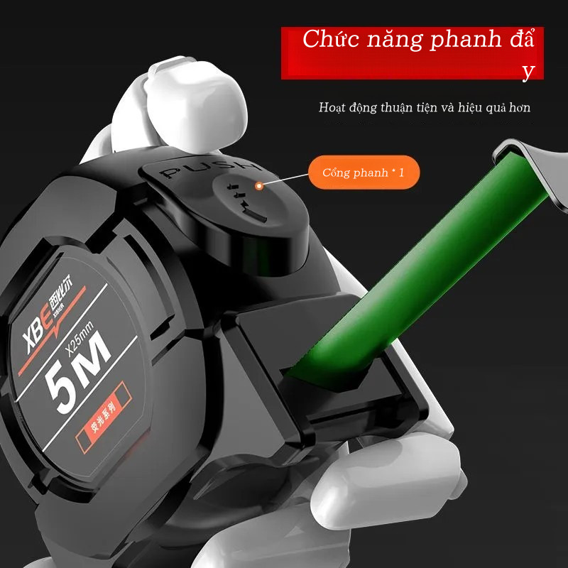 Thước dây huỳnh quang 25MM, tự khóa 5-10 mét mà không bị bật lại, thang đo chính xác, bền và thiết thực