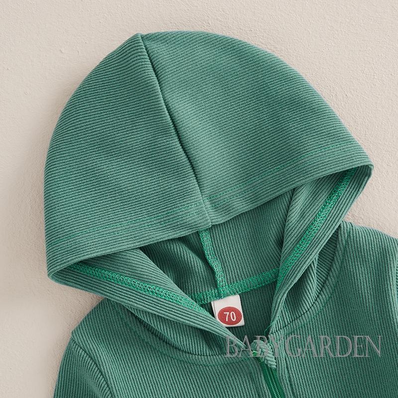 / / -0-18 Tháng Cho Bé Gái Bé Trai Mùa Thu Jumpsuit Dài Tay Có Mũ Trùm Đầu Màu Trơn Thường Ngày Dây Kéo Áo Liền Quần