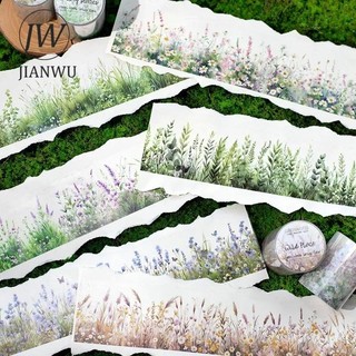 Jianwu 50mm * 200cm Xanh Ghi Chú Series Vintage Cây Hoa Cảnh Quan Chất Liệu Cắt Băng PET Sáng Tạo DIY Tạp Chí Văn Phòng Phẩm