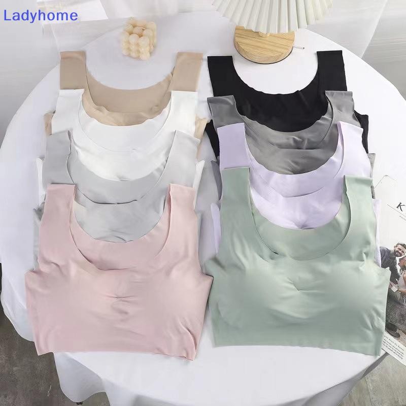Lady Có Thể Tháo Rời Ngực Pad Kéo Lên Áo Ngực 2024 Nữ Liền Mạch Băng Lụa Áo Ngực Không Có Vòng Thép Thoáng Khí Đẩy Lên Yoga Vest VN