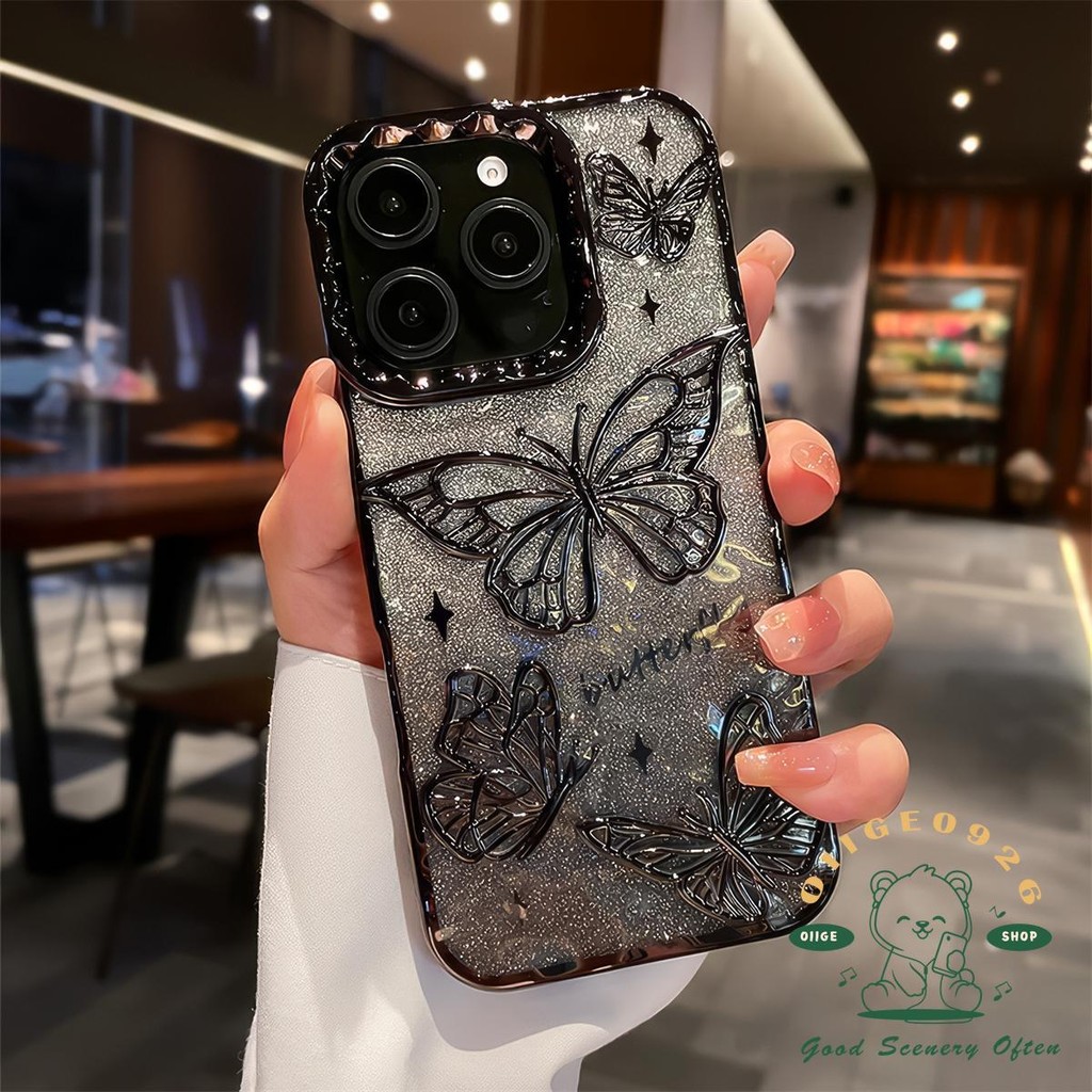【 Ốp lưng iphone16 】 Vỏ điện thoại mạ bướm màu sa mạc iphone16 Pro Max 15 14 13 12 11 cho vỏ iPhone Vỏ mềm silicon TPU chống sốc