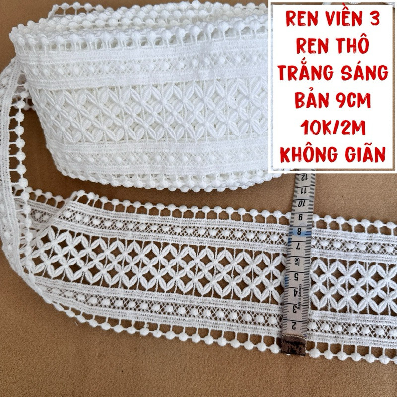 Viền ren thô, nhiều hoa văn đẹp -viền ăng ten trang trí màu trắng ...