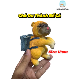 Chó Mặt Xệ Đu Thành Bể Cá (Trang Trí Bể Cá Cảnh) (Size 12cm)