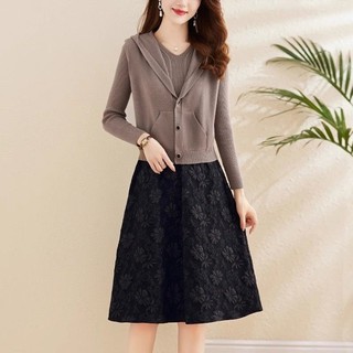 Hai Mảnh Đầm Len Dệt Kim Đầm Nữ Slim fit Mùa Xuân 2024 Đầm Mới Đầm Thời Trang Đầm Thời Trang Thời Trang Áo Len Giảm Tuổi Đầm Phù Hợp Với Đầm