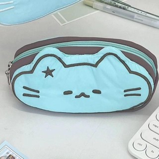 Túi Văn Phòng Phẩm, Túi Đựng Bút Quà Tặng Học Sinh Đa Năng, INS Star Little Cat Canvas Dung Tích Lớn Bút Chì Trường Văn Phòng