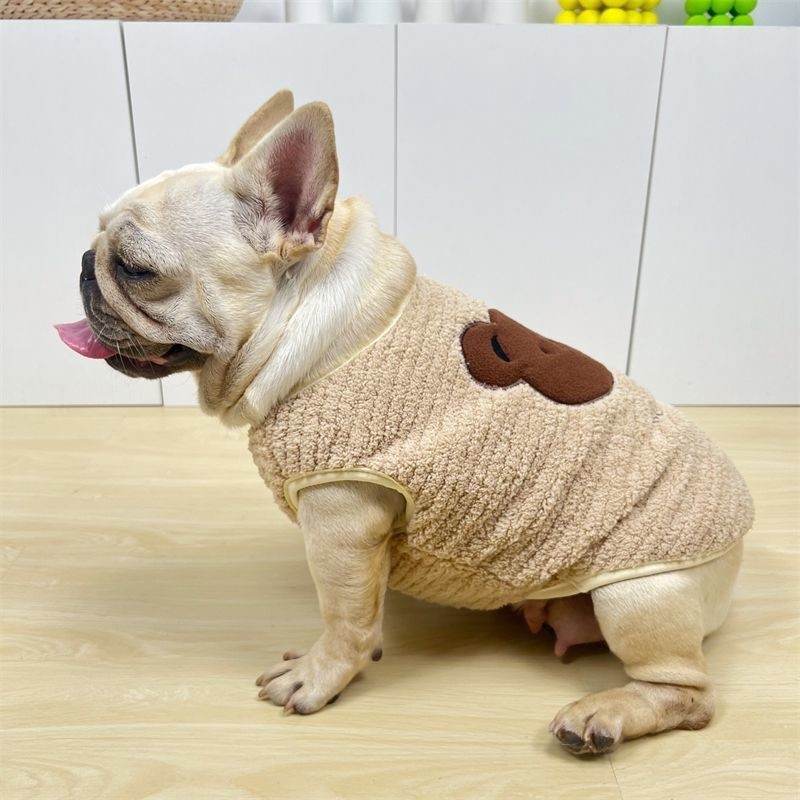 Dễ Thương Thú Cưng Chó Quần Áo Thu Đông Ấm Áo Lông Cừu Lót Gấu Áo Khoác Cotton Đệm OFU9