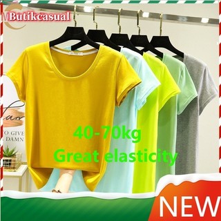Áo thun nữ modal cotton tay ngắn áo thun mùa hè 2024 Áo sơ mi dáng rộng cổ tròn áo thun trơn Áo thường ngày