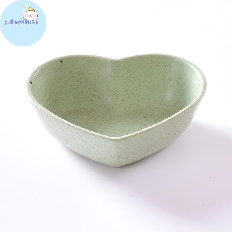 Pufangbliss Dễ Thương Tình Yêu Hình Trái Tim Lúa Mì Rơm Bát Ăn Nhẹ Đĩa Nhỏ Đồ Dùng Nhà Bếp VN