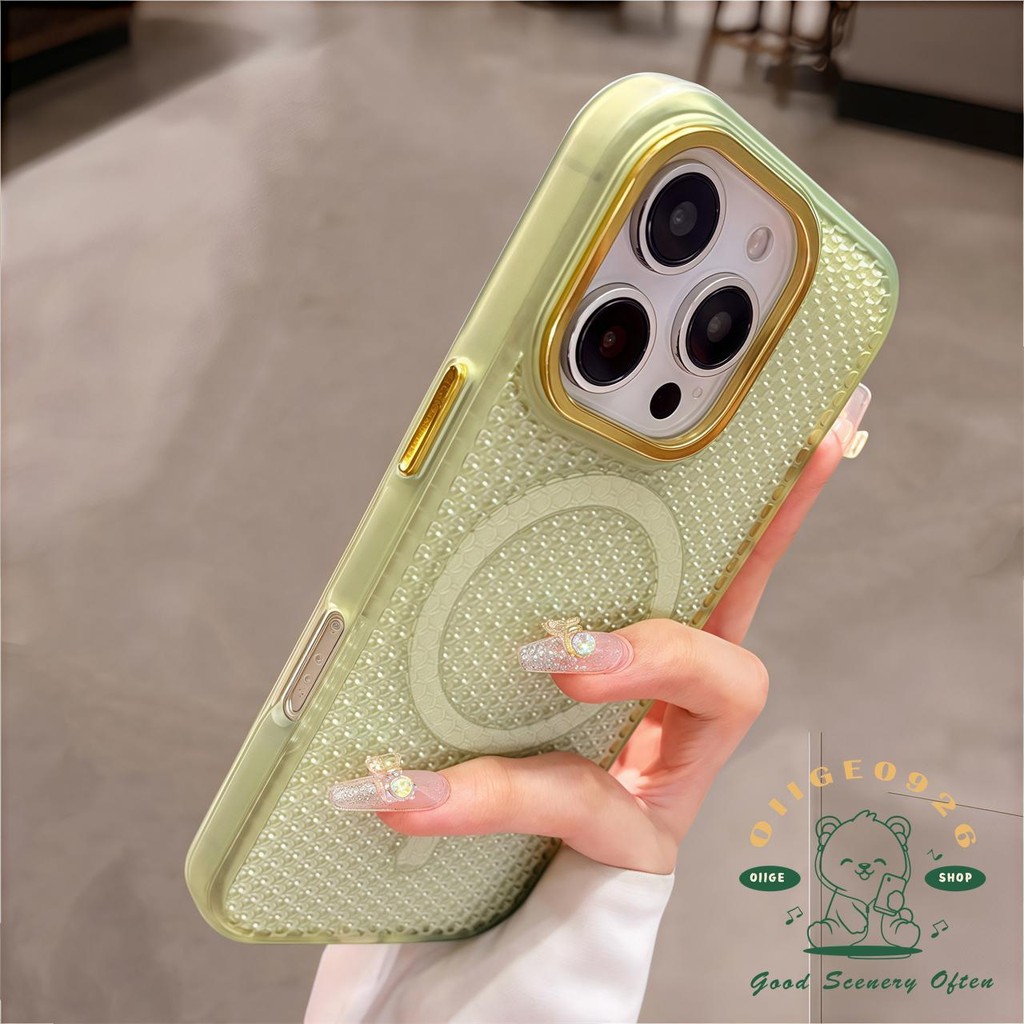 Ốp điện thoại tản nhiệt màu trong suốt từ tính iphone16 Pro Max 15 14 13 12 cho vỏ iPhone PC Vỏ cứng chống sốc
