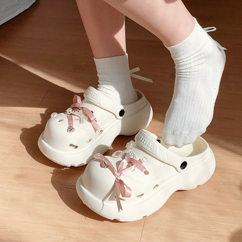 XIXITIAO Dép Đế Dày Nữ Sinh Viên Mùa Hè Ngoài Trời Đi Biển Thoải Mái EVA Dép