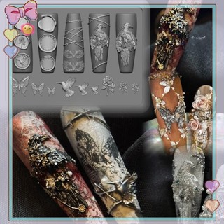 [beautifulhome] Khuôn Silicon Móng Tay Nghệ Thuật Retro Crow Rose Night Eagle 3D Nail Art Trang Trí DIY Thiết Kế Khuôn Trong Suốt [Làm Đẹp]