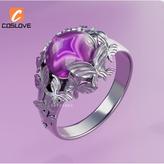 Anime Trò Chơi Honkai Ngôi Sao Đường Sắt Castorice Cosplay Nhẫn Màu Bạc Đá Tím Nhẫn Trang Trí Ngón Tay Cosplay Đạo Cụ Nhẫn