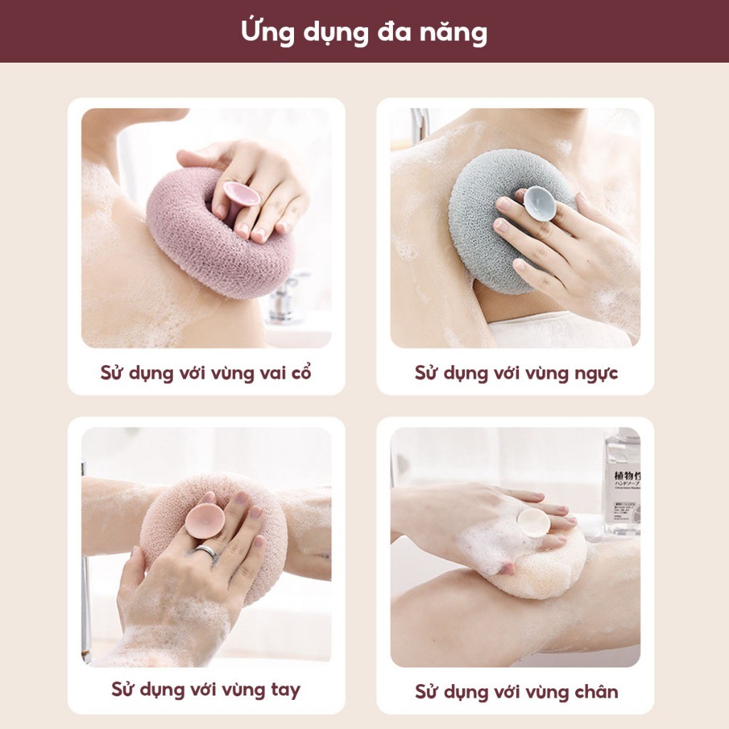 Bông Tắm Tẩy Tế Bào Chết Tròn Cao Cấp 2 Màu Bông Tắm Tạo Bọt Siêu Mềm Kì Cọ Gét Tẩy Da Chết