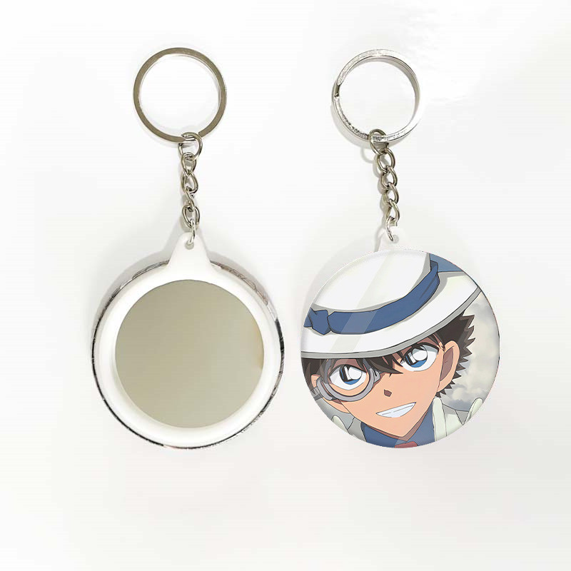 HK1 Thám Tử Lừng Danh Conan Tinplate Huy Hiệu Conan Edogawa Gương Móc Khóa Phụ Kiện Anime Ngoại Vi KH1