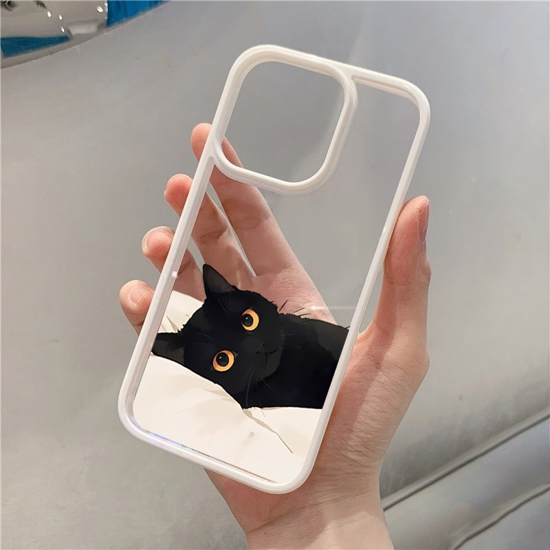 Ốp Lưng Cho Redmi Note 14 13 Pro Plus 5G 12 11 Poco M6 X6 Pro 4G X5 C65 Redmi 13C 14C 13 12 10 Vỏ Silicon Trong Suốt Mèo Đen Giải Trí