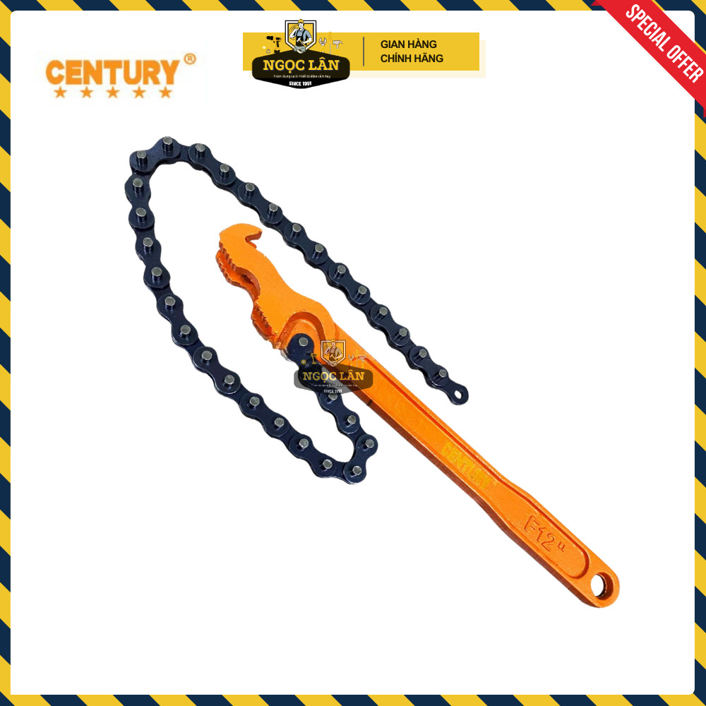 [Chính hãng] Cảo dây xích, cờ lê xích, mỏ lết xích CENTURY 12” 300mm thép CRV cao cấp